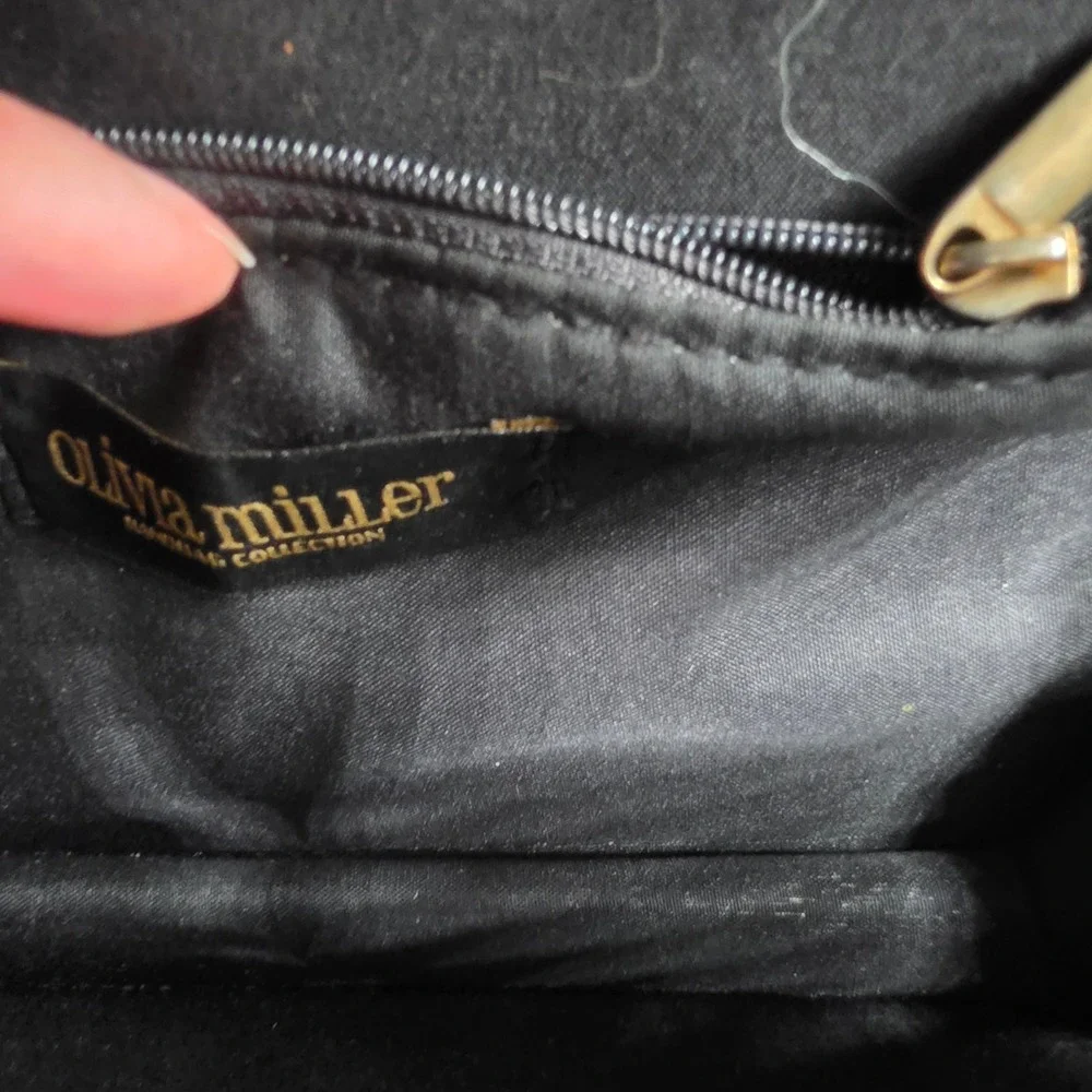 Olivia Miller Black Velvet Jeweled‎ Bee Crossbody Bag Gold Glitter Studded Purse